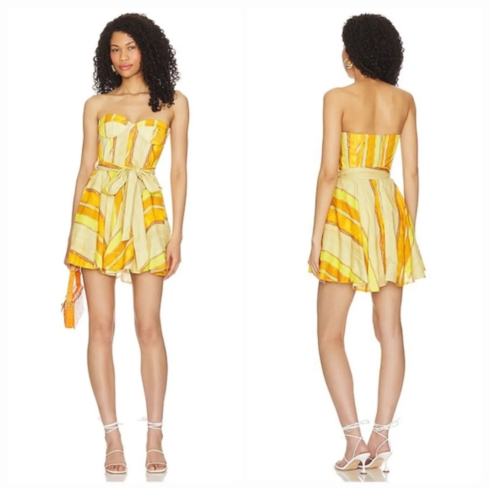 NWT Bardot Brynne Mini Dress in Yellow Stripe